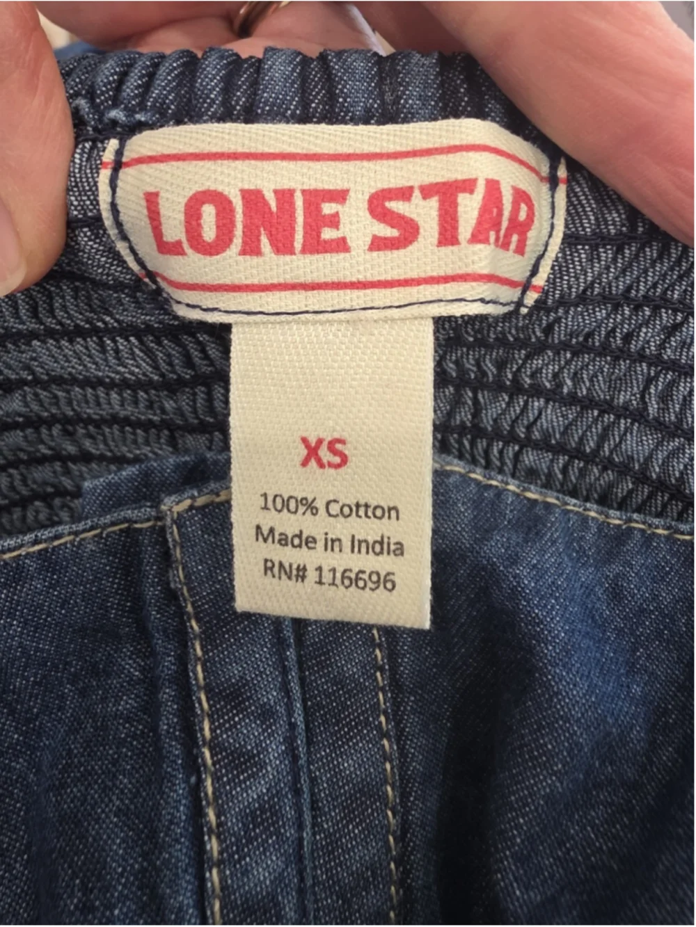 Lone Star Denim Midi Dress Sz XS 100% Cotton Western Prairie Pockets Hook & Eye - Picture 10 of 10